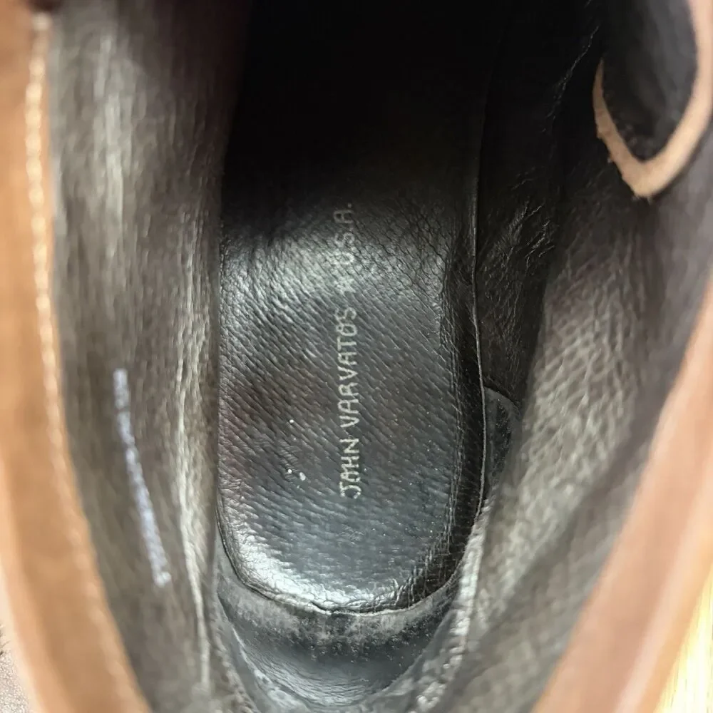 John Varvatos Cap Toe Chukka Ankle Boots Men Size 12M Brown Leather Suede LaceUp